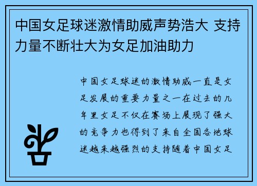 中国女足球迷激情助威声势浩大 支持力量不断壮大为女足加油助力